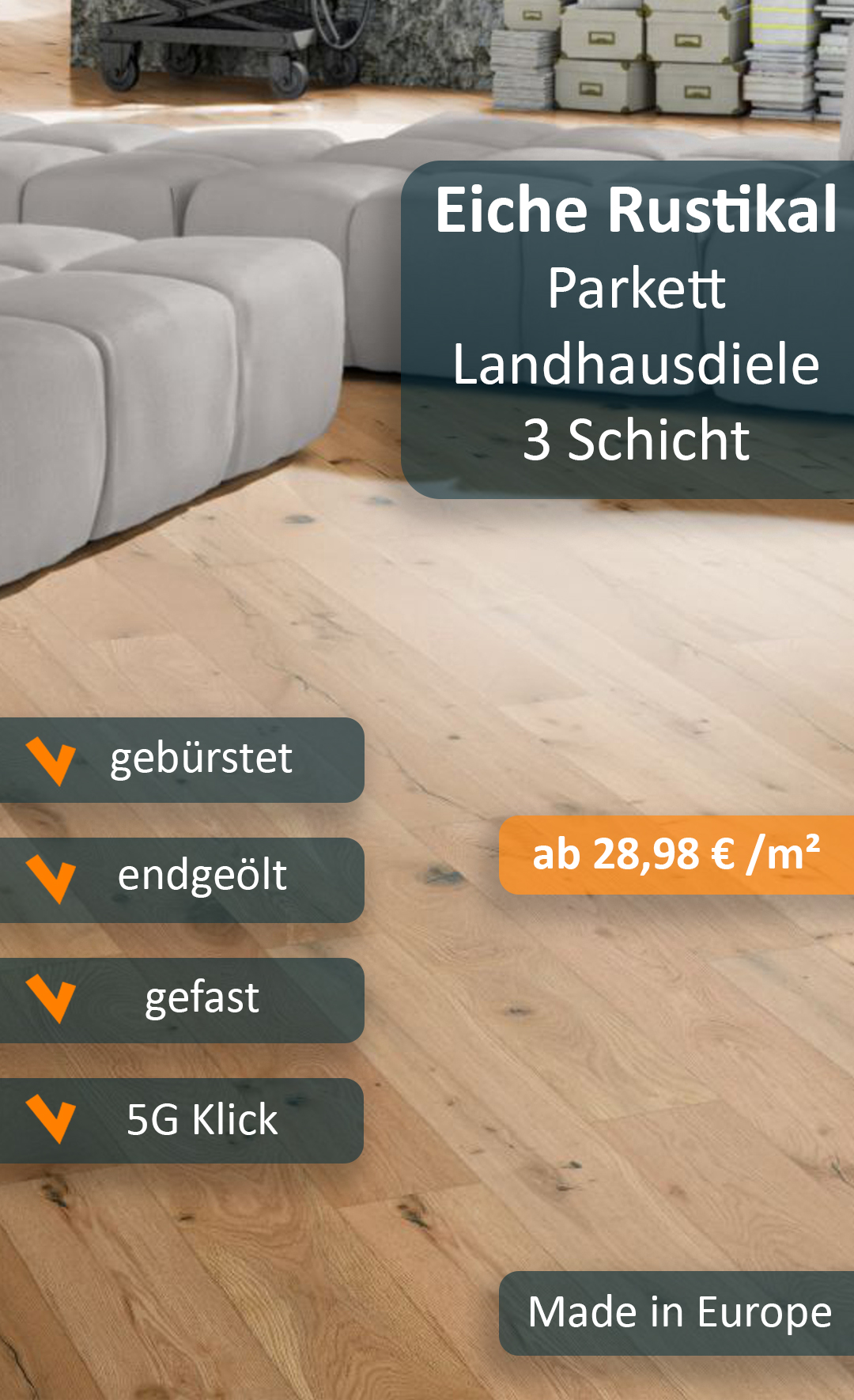 Parkett Landhausdiele Werbung